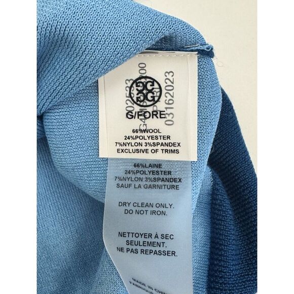 NWT G/FORE V-Neck Quarter Zip Wool Blend Sweater PTRL Blue Men's MEDIUM $255 - Picture 9 of 9